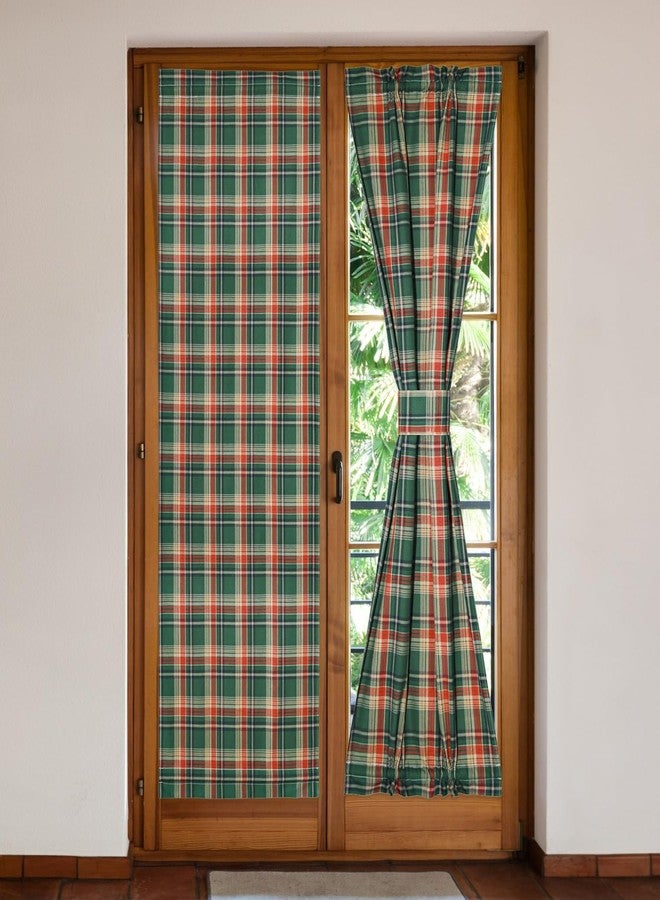 Moslovstar French Door Curtains Set of 2, Elegant Scottish Tartan Front Door Curtain Dual Rod Pocket Tiebacks Included, 25" W x 72" L - Image 1
